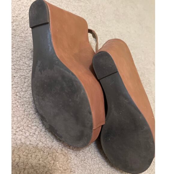 Steve Madden Blassst Tan Slingback Peep Toe Platform Wedge Heels Womens Size 7.5 - Picture 5 of 7